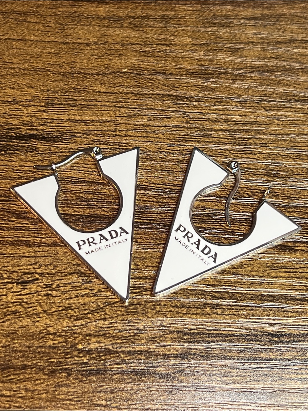 Up Cycled Triangle Silver Drop Earrings - Picture 5 of 5